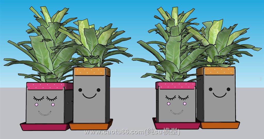 儿童花盆花瓶SU模型