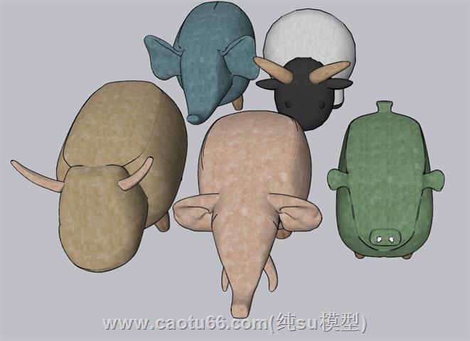 儿童动物椅子SU模型