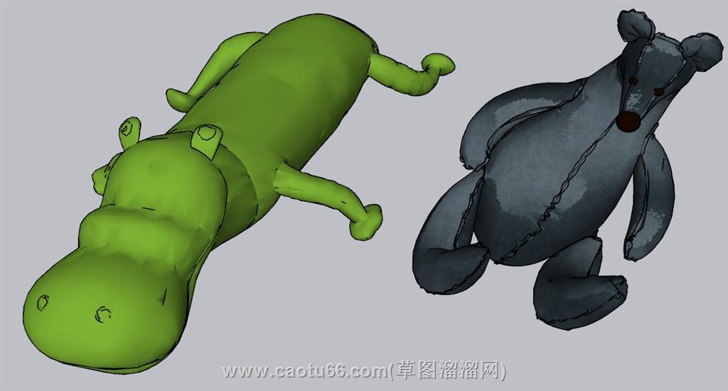 河马袋鼠玩具SU模型