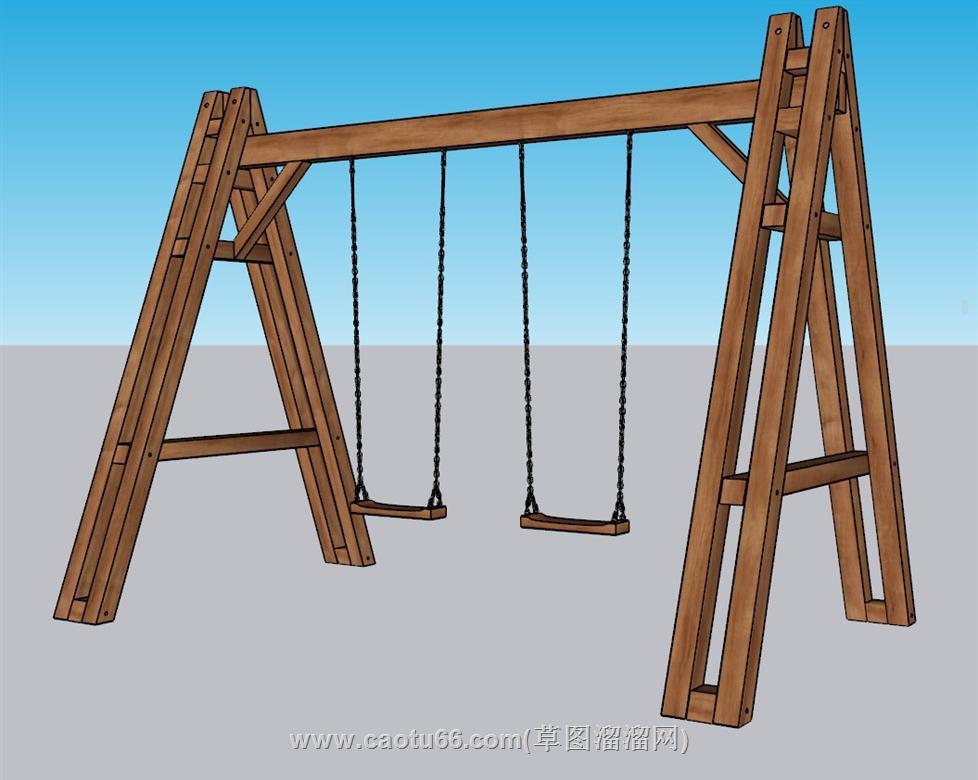 木质秋千椅SU模型
