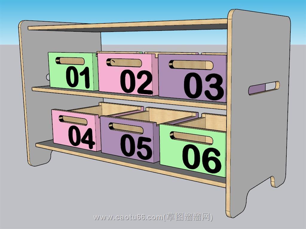 儿童收纳柜收纳盒SU模型
