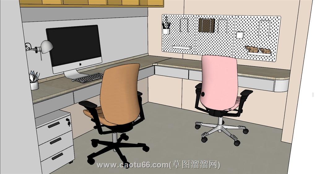 学习书房电脑房SU模型