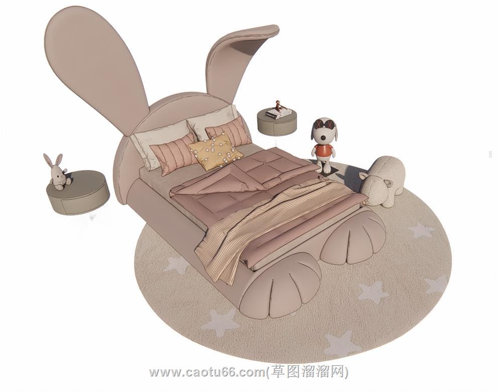 女儿房兔子床史努比SU模型