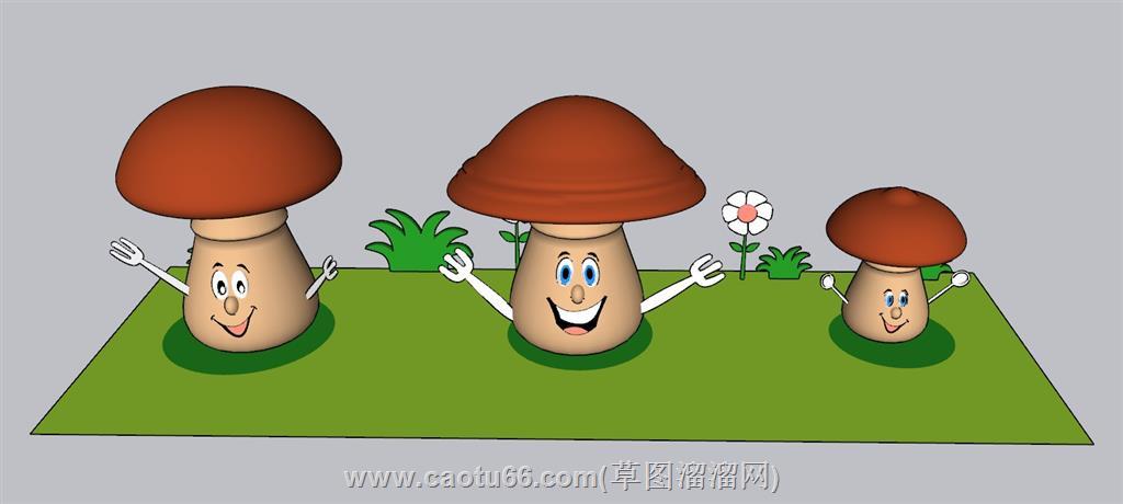 儿童蘑菇刀叉勺SU模型