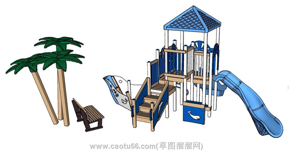 儿童滑滑梯卡通SU模型