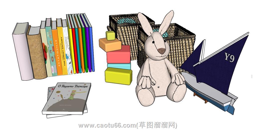 儿童摆件书本SU模型