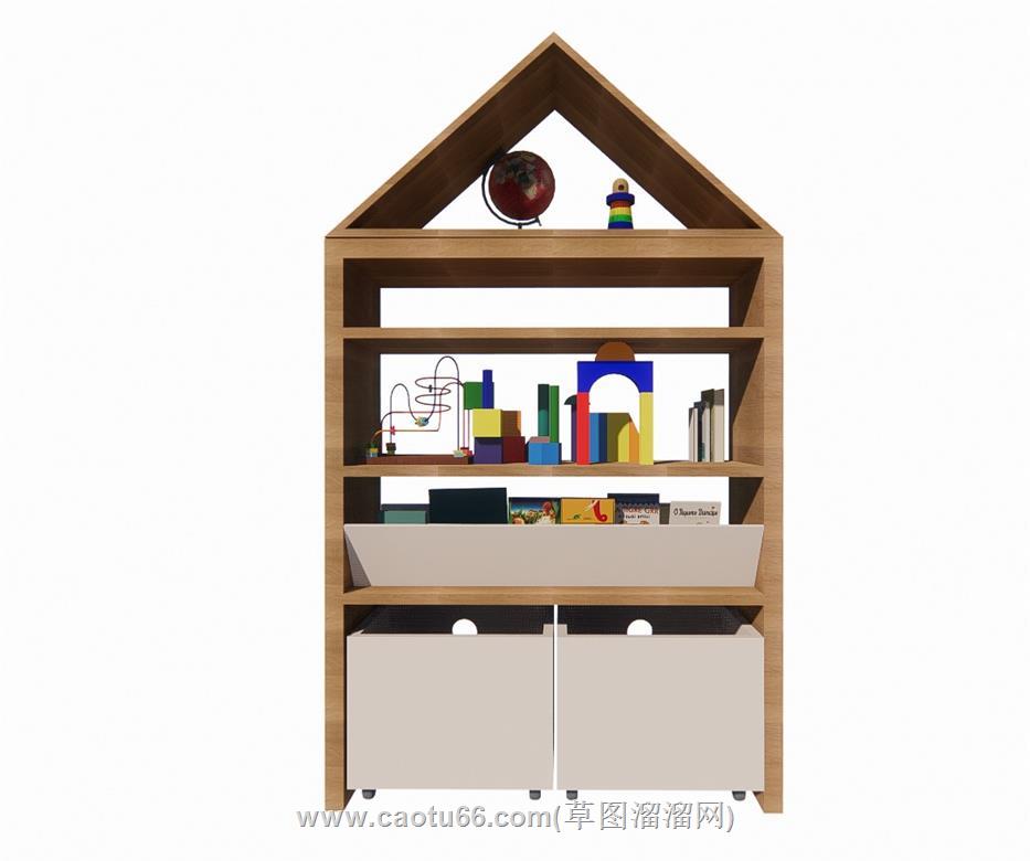 儿童玩具柜书柜SU模型