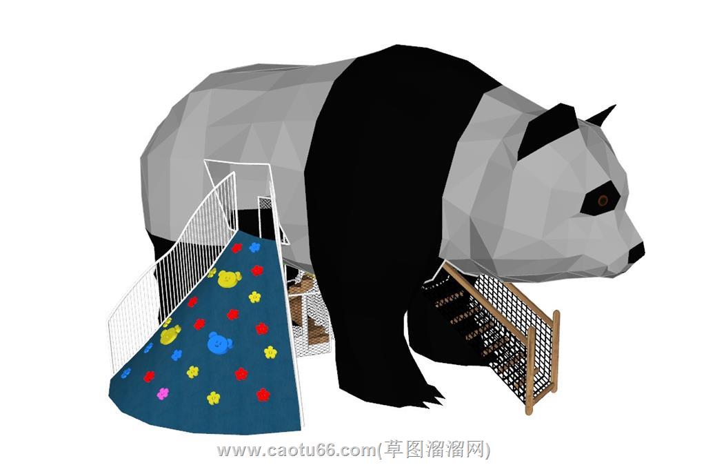 熊猫滑滑梯SU模型