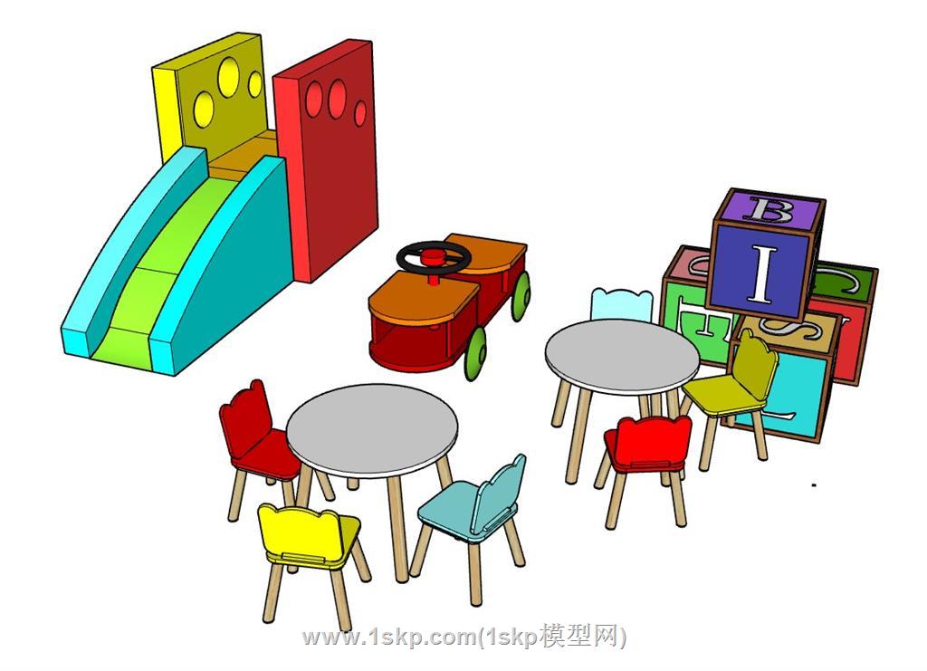 儿童桌SU模型