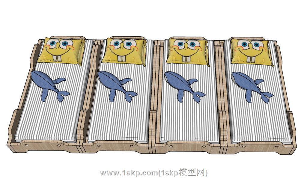 幼儿园床铺SU模型