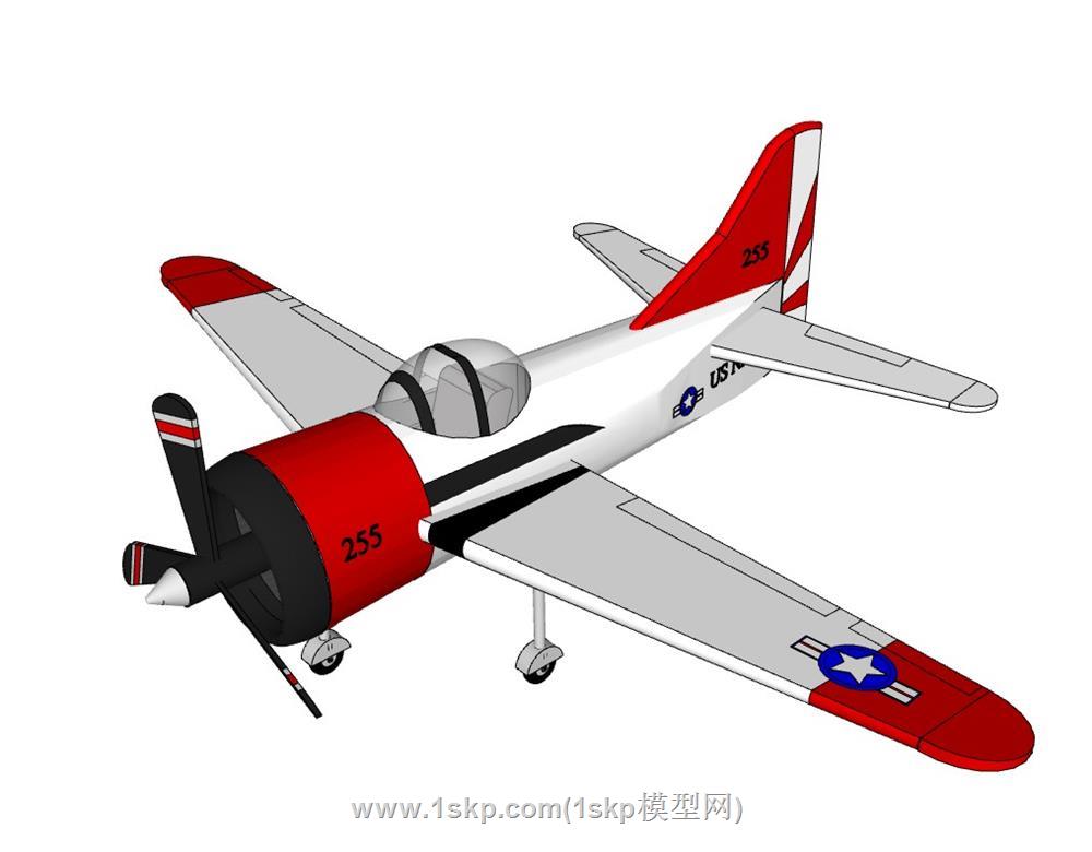 玩具螺旋桨飞机SU模型