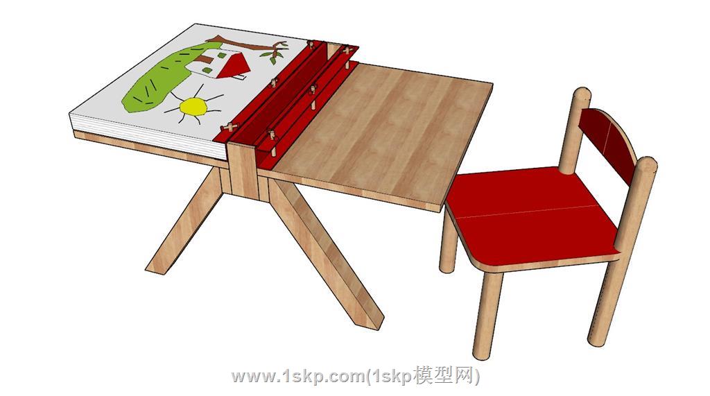儿童桌画画桌SU模型