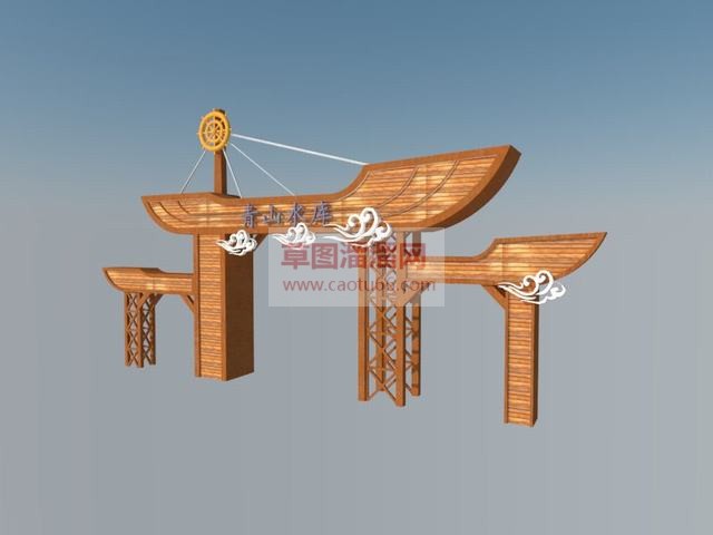 船形寓意大门SU模型