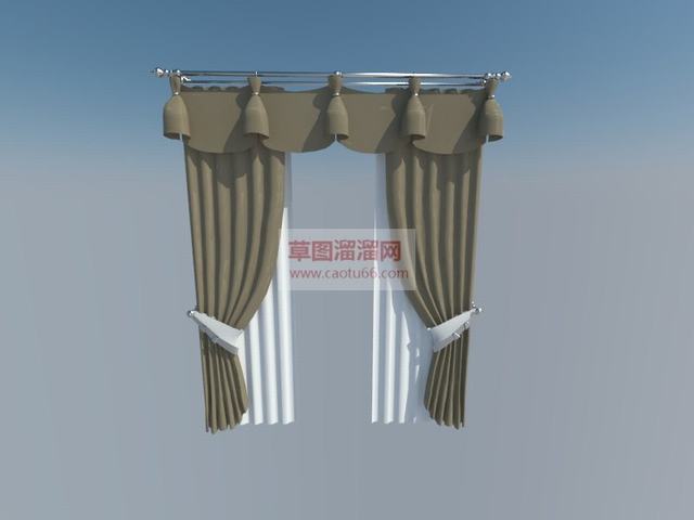 窗帘窗帘杆SU模型