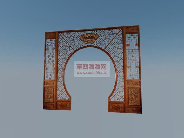 屏风月亮门SU模型