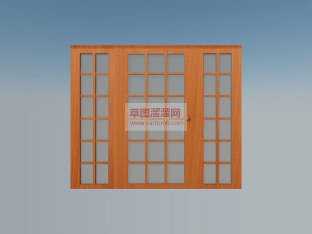 书房门双开门玻璃门SU模型