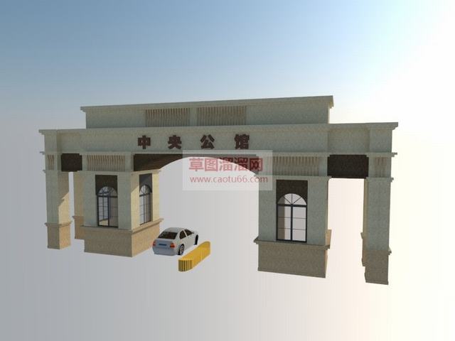 欧式小区小区入口入口大门SU模型