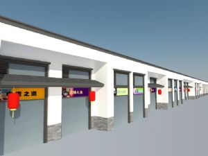 中式建筑沿街商铺门面建筑SU模型