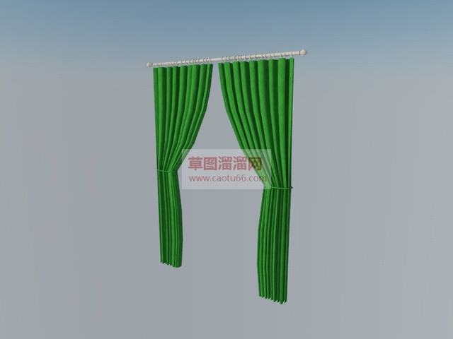 窗帘挂起的窗帘窗帘杆SU模型