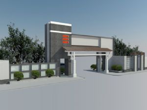 新中式大门入口大门大门SU模型