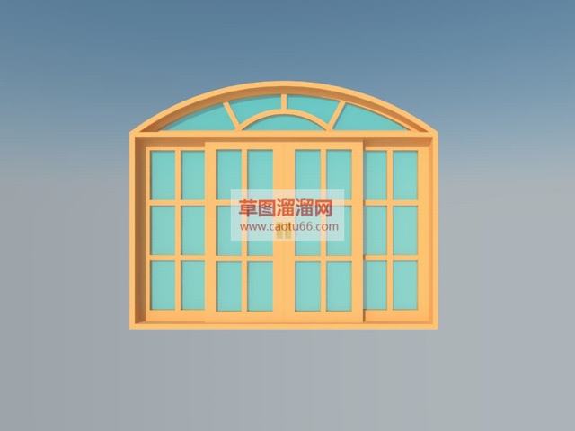 欧式门窗木制门窗玻璃门SU模型