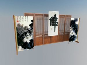 中式水墨画隔断SU模型