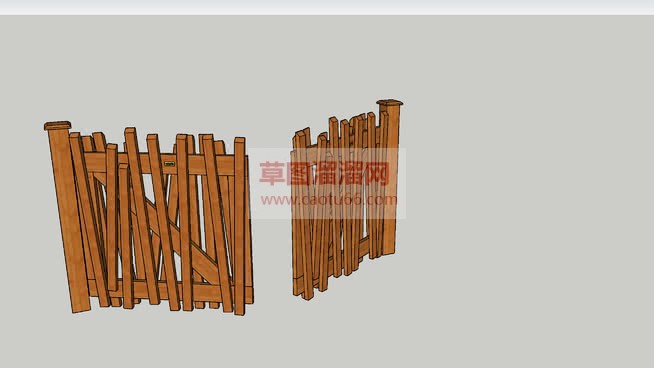 木栅栏门乡村木门SU模型
