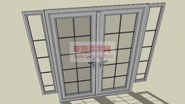 推拉门双开门玻璃门SU模型