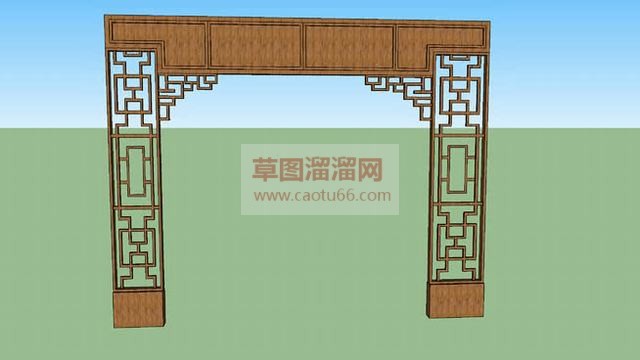 中式室内门装饰SU模型