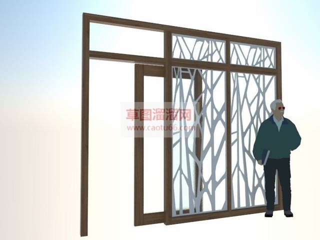 阳台门推门SU模型