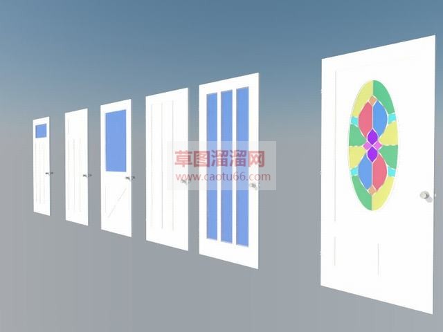 室内门双开门玻璃门SU模型