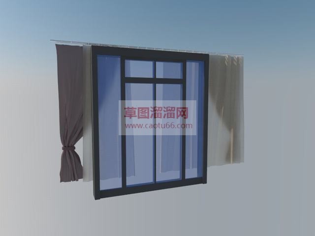 窗帘推玻门SU模型