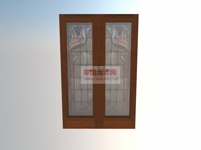 玻璃门双开门SU模型
