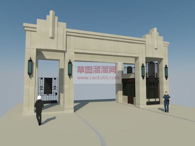 小区入口大门SU模型
