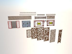 镂空窗花板屏风SU模型
