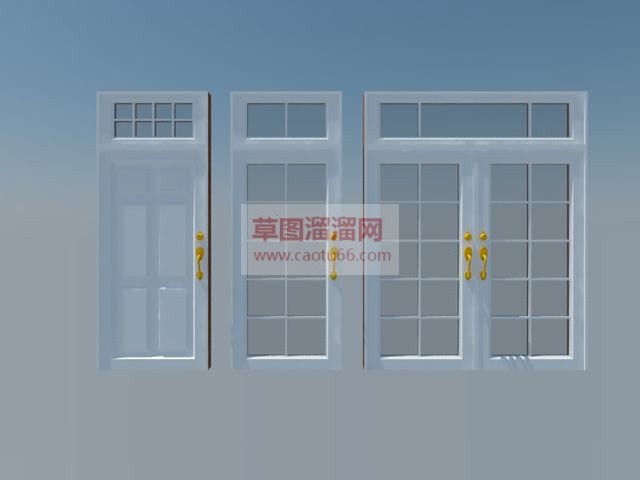 玻璃门推玻门双开玻璃门SU模型