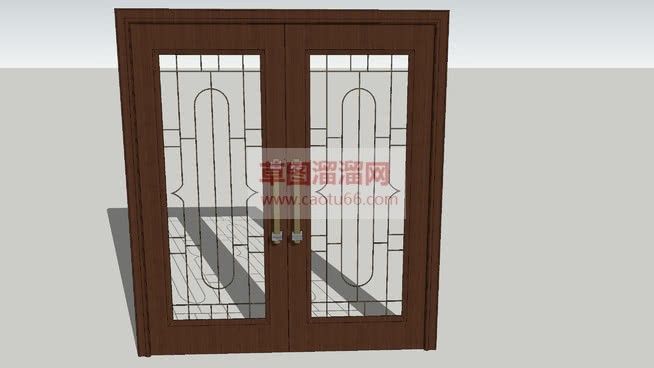 双开玻璃木质SU模型