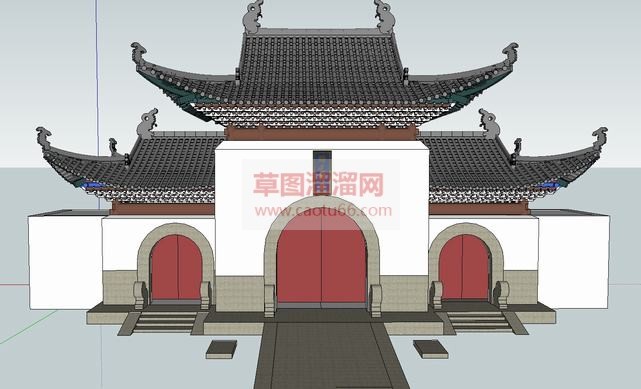 归元寺庙大门SU模型