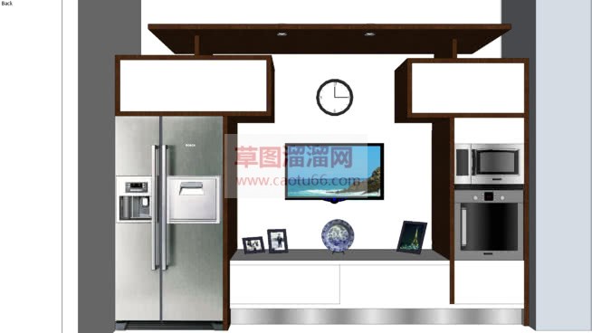 电视柜双开门冰箱SU模型