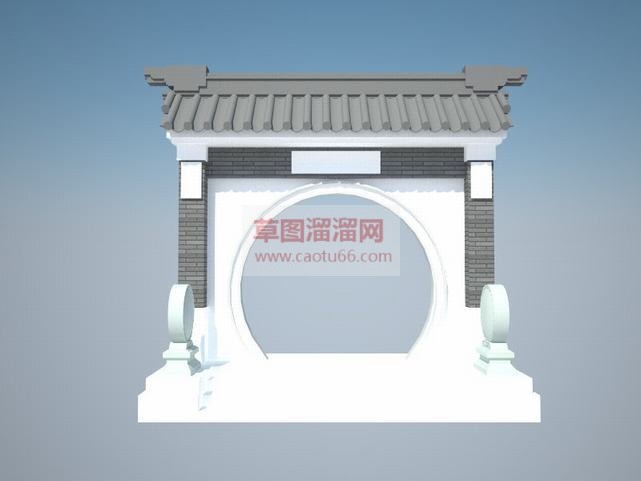 月亮门住宅中SU模型