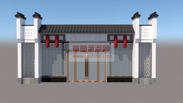 餐饮店中式门SU模型