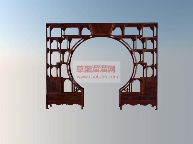 中式月亮门博SU模型