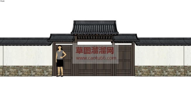 日式古代围墙SU模型