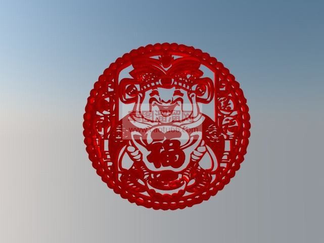 福字剪纸窗花SU模型