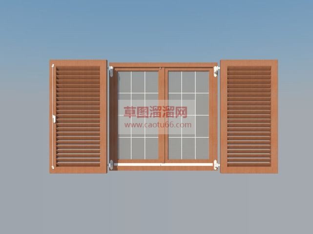 双开木质百叶SU模型