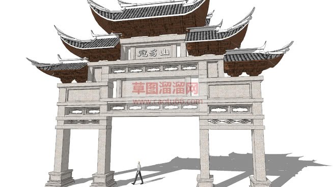 中式门楼牌坊SU模型