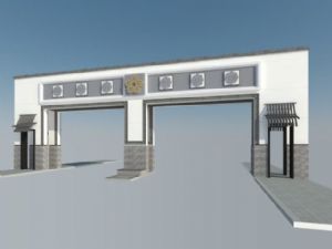 中式小区入口SU模型