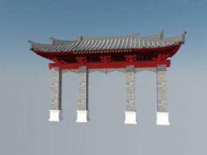 门楼牌坊斗拱SU模型