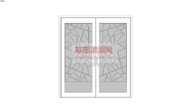 磨砂玻璃门推SU模型