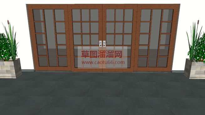 木质玻璃门带SU模型